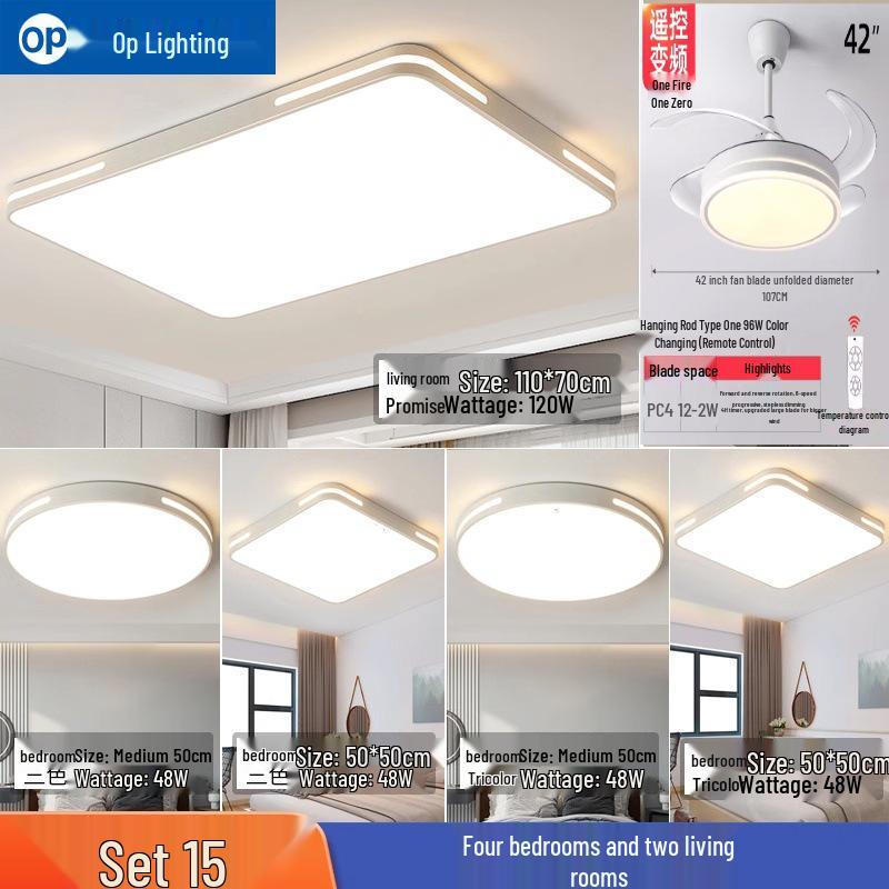 Ultra-Thin Minimalist LED Ceiling Light for Living Room, Dining Room, Bedroom - Modern Whole House Lighting Package