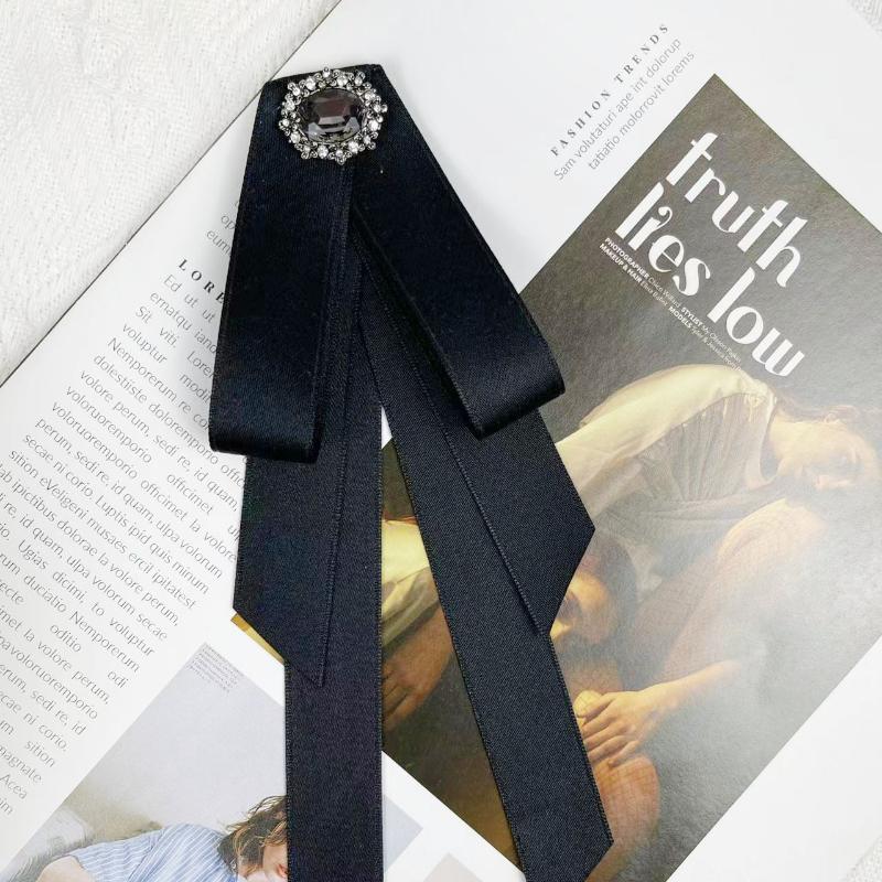 Black Fabric Bow Brooches For Women College Style Collar Flower Lapel Pins  Necktie  Jewelry Gifts