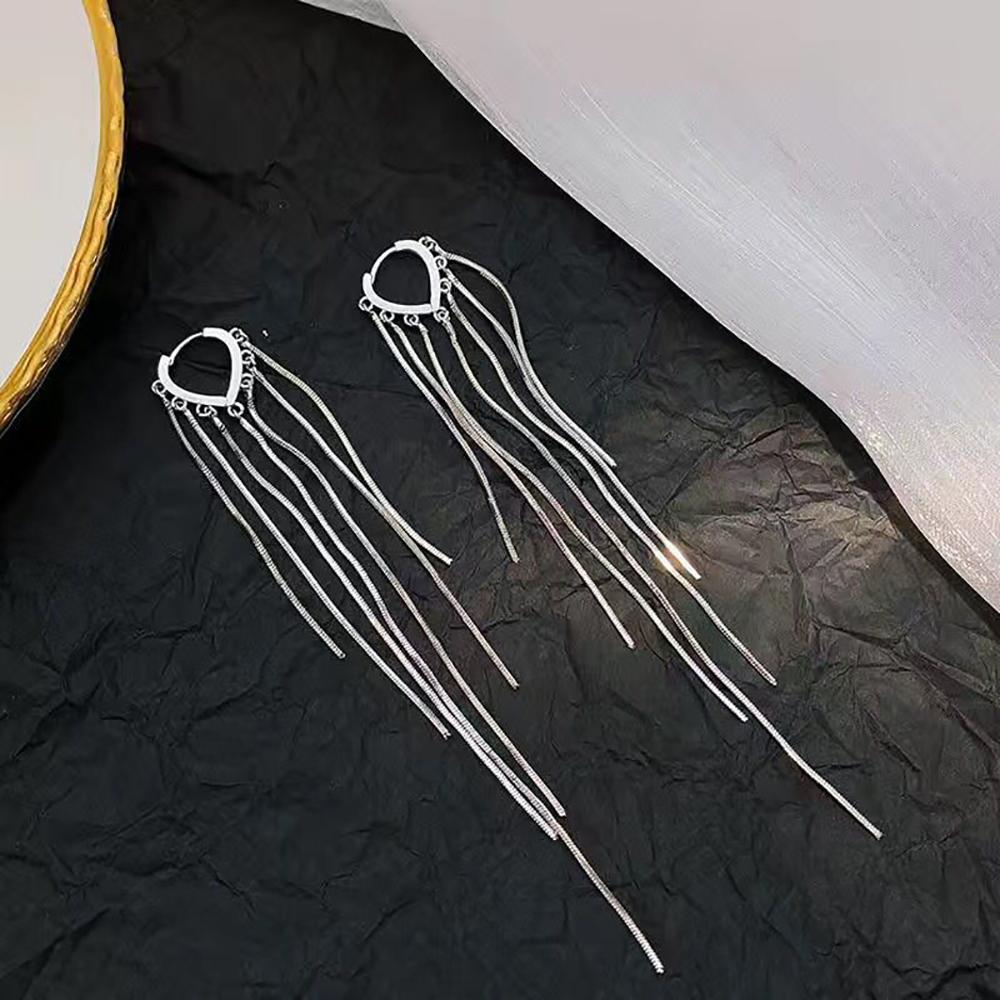 Vintage Glossy Arc Bar Long Tassel Drop Earrings for Women Gold Color Geometric Jewelry Luxury Hanging Pendientes
