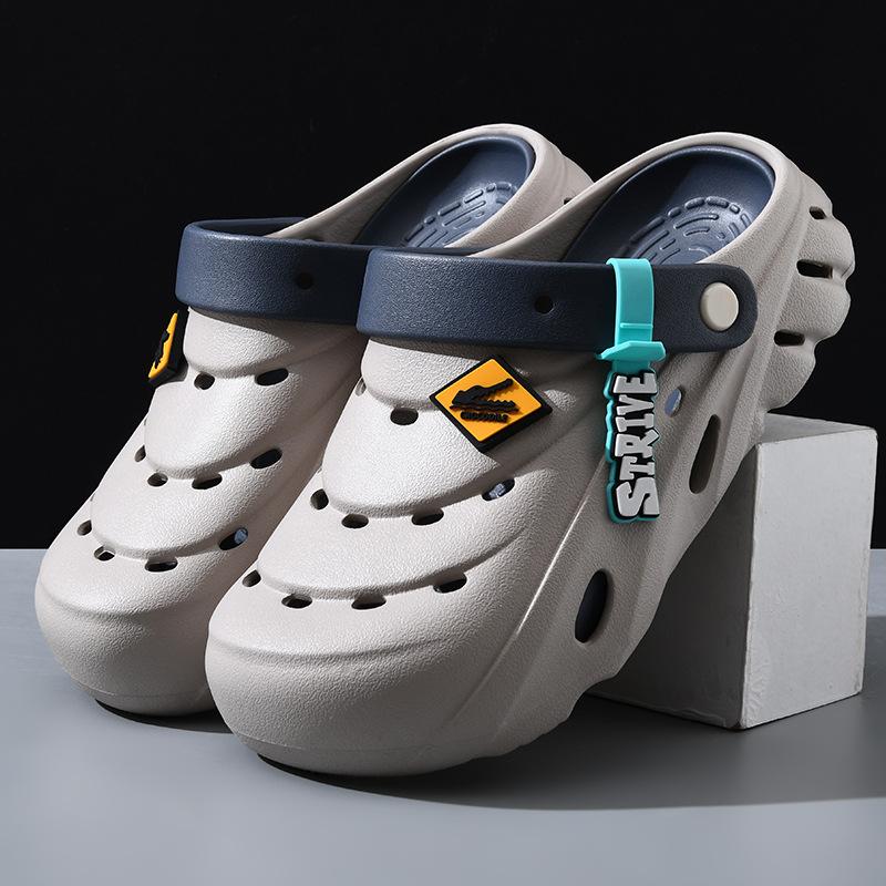 Couple Comfortable Two Wear Sandals Summer Travel Breathable Sandals Non-slip Beach Shoes Hole Shoes Straight Hair