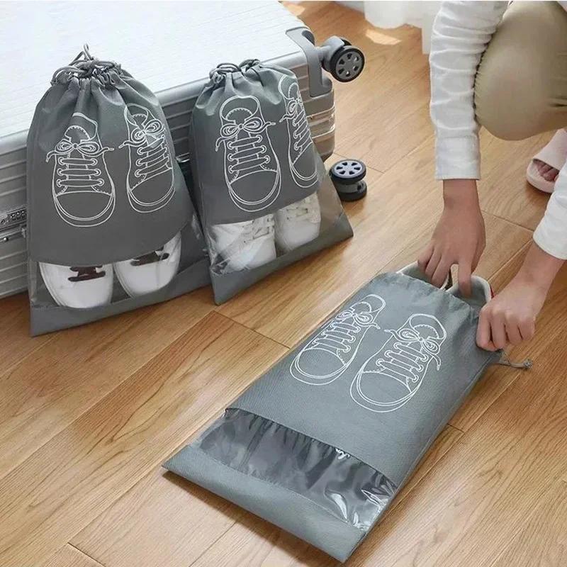 NEW 5/10pcs Shoes Storage Bag Closet Organizer Non Woven Travel Portable Bag Waterproof Pocket Clothing Classified  Hanging Bag