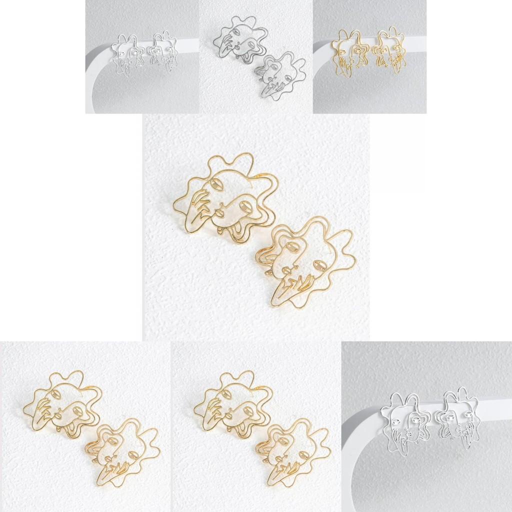 Trendy Alloy Geometric Face Outline Earrings Minimalist Fashion Street Jewelry