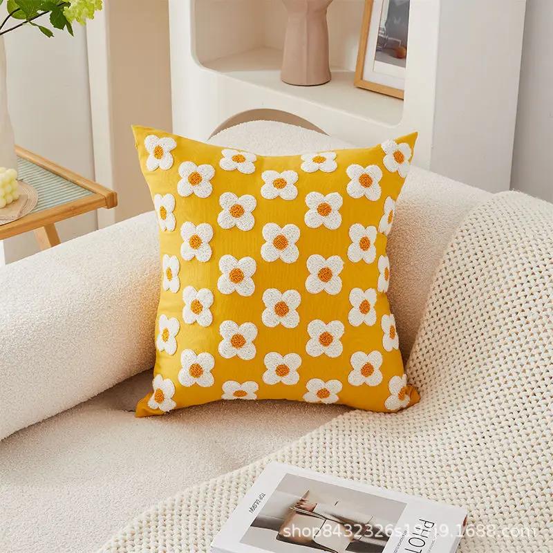 45X45Embroidery Pillowcase Pillow Cover Luxury Flower Nordic Vintage Style Cushion Covers Home Living Room Sofa Couch Seat Decor