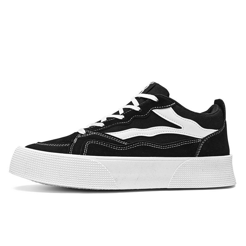 Herren Canvas Schuhe Mode Einfarbig Weiß Plateau Sneaker Low Top Lässig Schnürschuhe Männlich Bequem Skateboard Sportsneaker