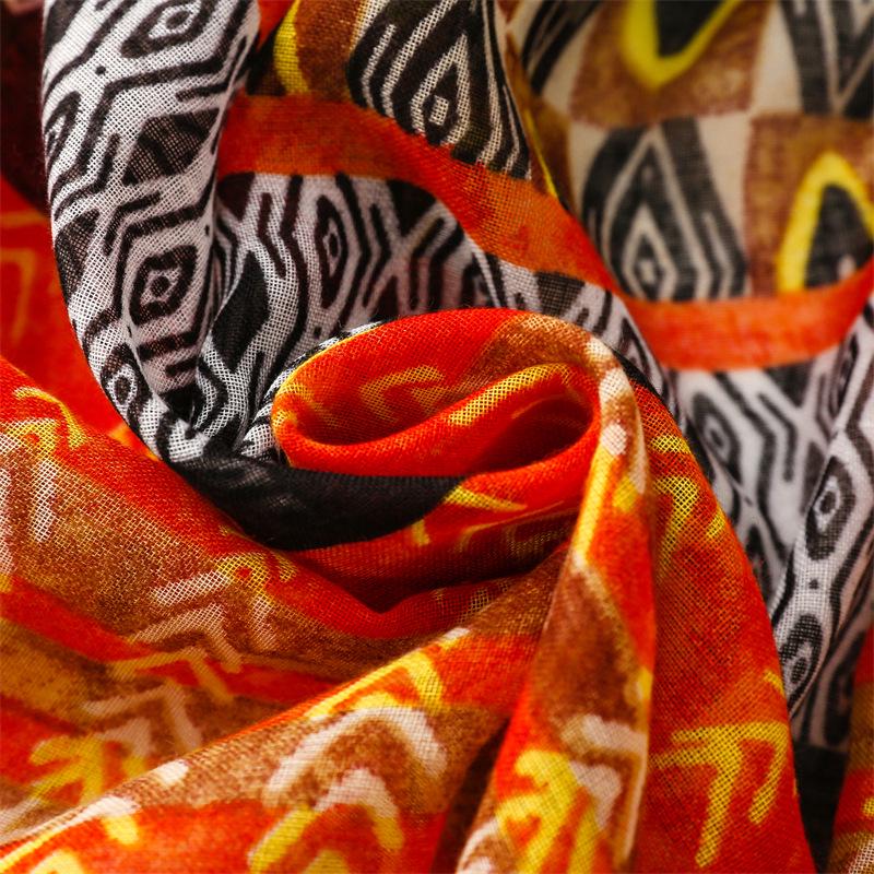 Spring & Summer Geometric Ethnic Silk Scarf - Exotic Style for Women