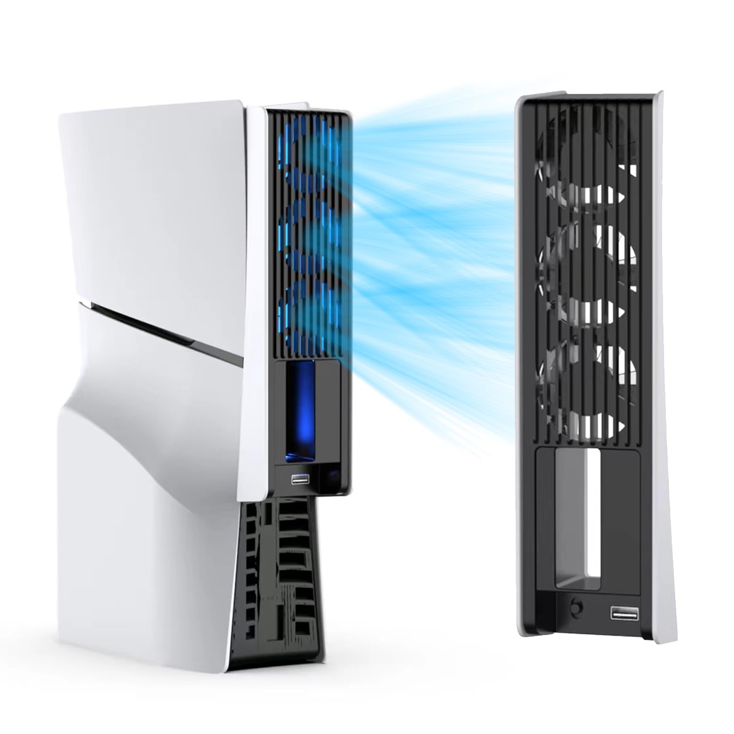 

NEOCADE PS5 Slim Cooling Fan Accessory with LED Colorful Adjustable Wind Automatic Temperature Control Console Heat USB Compatible with PS5 Slim