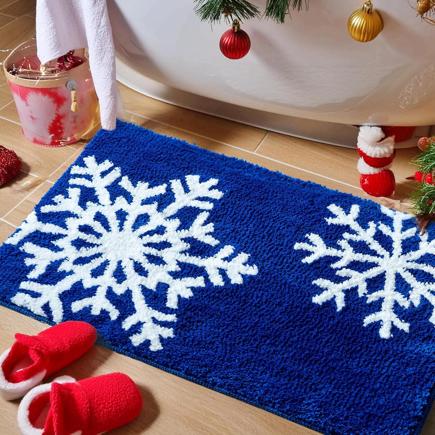 

1pc Non-Slip Soft Polyester Christmas Carpet/welcome Mat Red & Holiday Design,2025 Navidad Xmas Ornament New Year 2026 Anime Rug 40x60cm синий