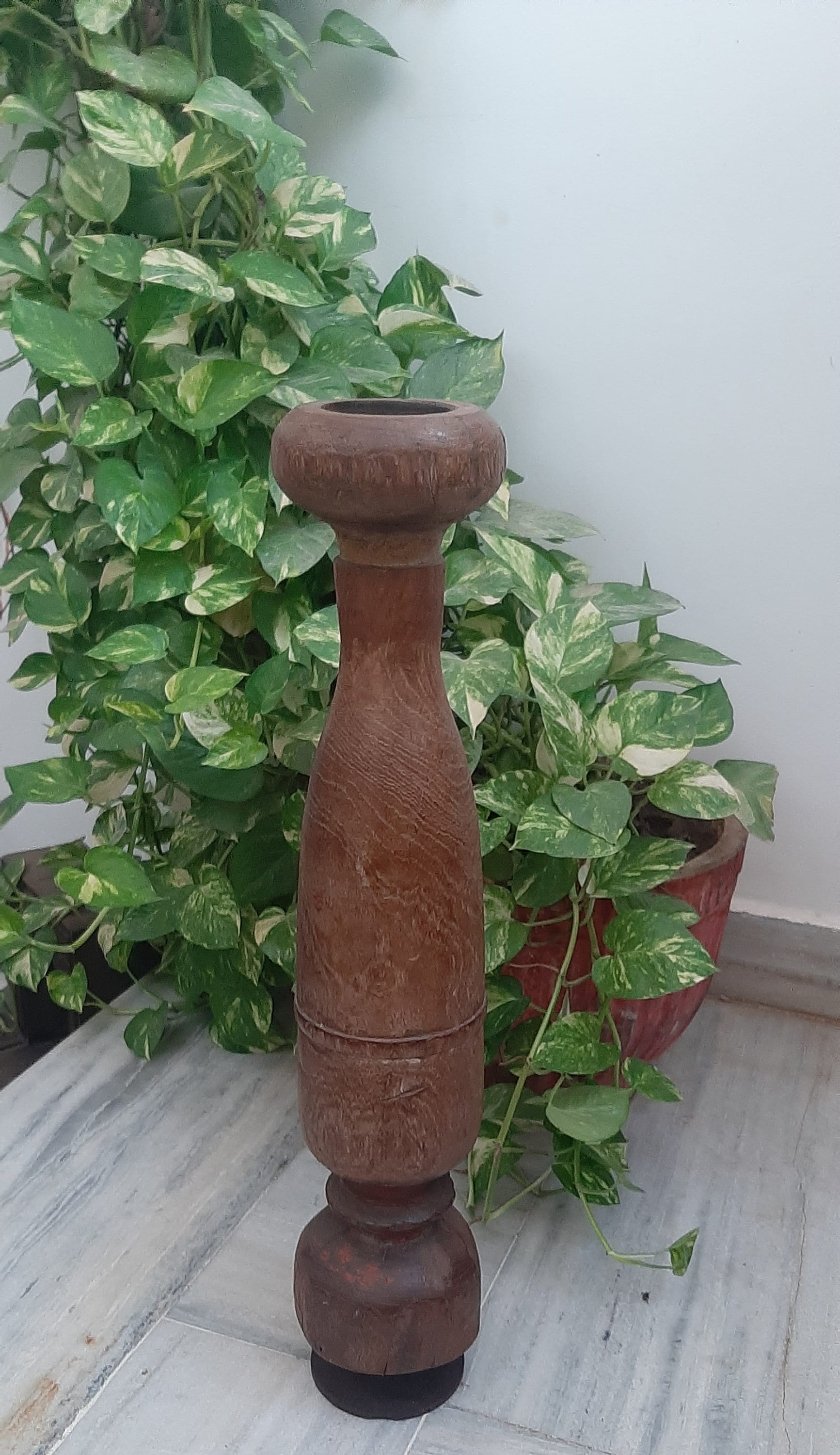

Hand Carved Antique Wooden Candle Holder: Indian Festival Decor 16” X 8” X 24” (l x w x h) разноцветный