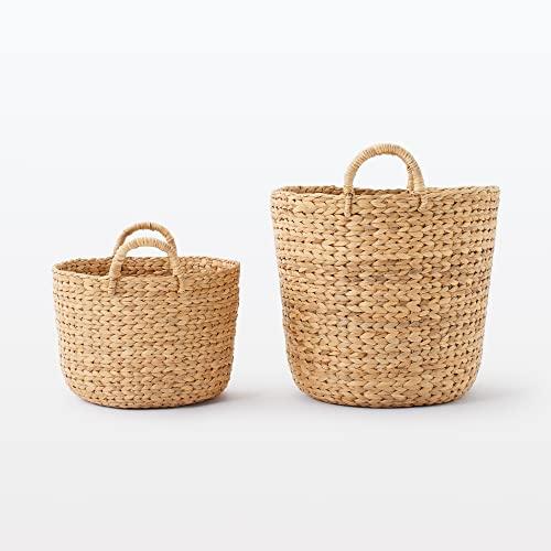 MUJI Small Round Basket with Handles, Diameter 37cm X Height 26cm, Water Hyacinth, 12057925, Basket