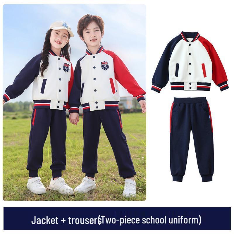

Children s Academy Style Color Block School Uniform, Long Sleeve Three-Piece Set for Spring, Autumn, and Winter 100 cm