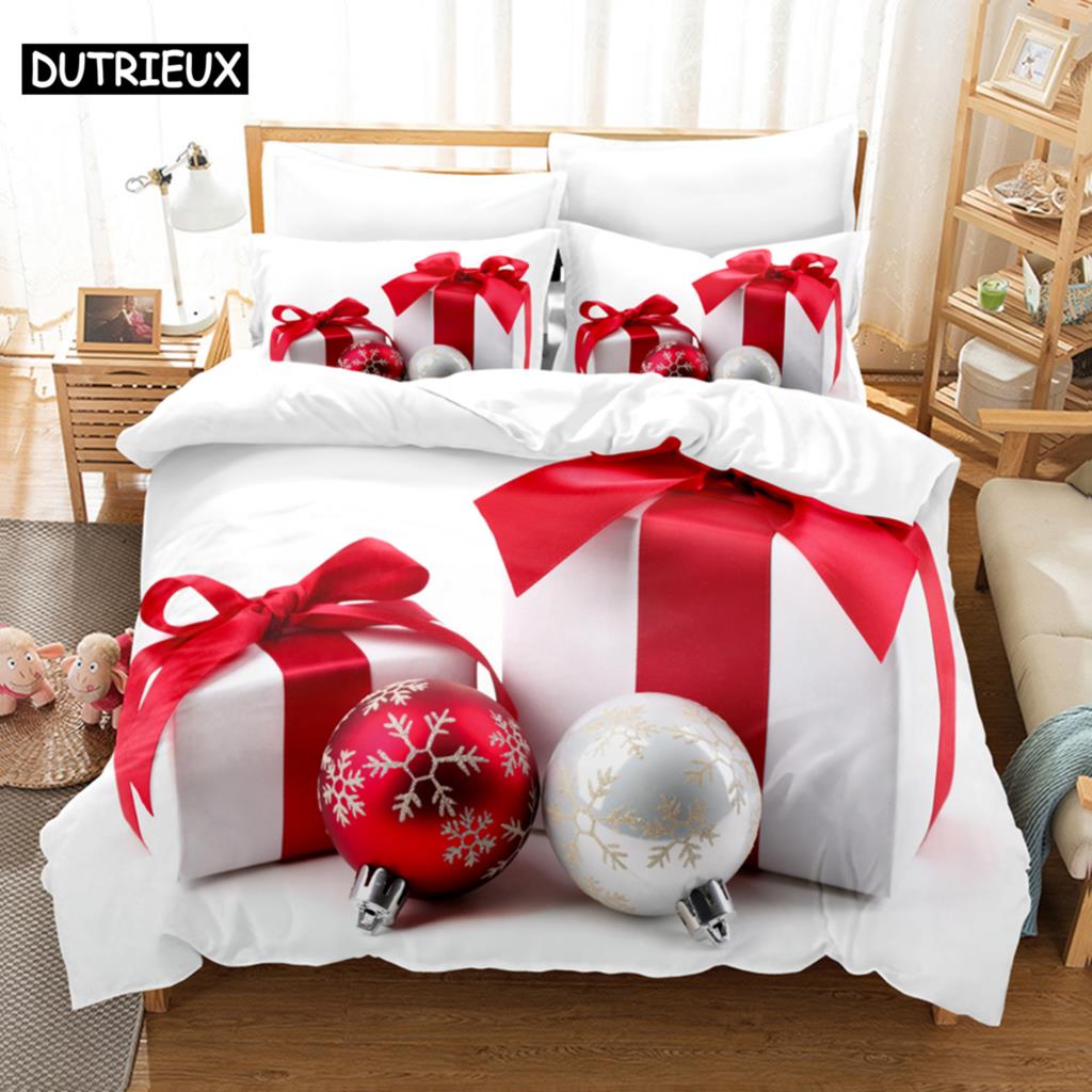 Christmas Quilt Cover Set King Size Duvet Cover Bedding Set 3Pcs 2Pcs 220X240 For Single Double Bed Full Twin 200X200 Bed Thin