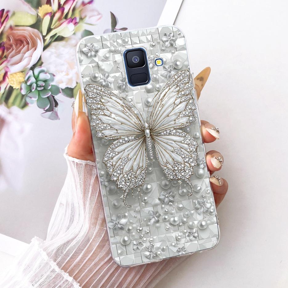 For Samsung Galaxy A6 2018 Case SM-A600F Luxury Butterfly Painted Cover Soft Silicone Shell For Samsung A6 Plus A6+ A605F Fundas