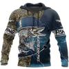 Sweat à capuche unisexe avec impression numérique 3D Motif pêcheur Luya pull de sport d'extérieur