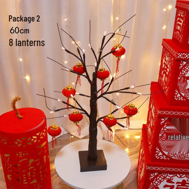 Chinese New Year Festive Decorations: Red Packet Tree & Lanterns for Home and Living Room