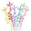 8Pcs Cartoon Mermaid Tail Straws PETR Party Straws Fun Spiral Straw  Party Decorations
