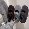 Cotton Shoes Women's Mary Jane Shoes Inner Height Increase Thick Sole Season Single Birkenstocks Elegant Women's Shoes Thin Fluffy Shoes Velvet