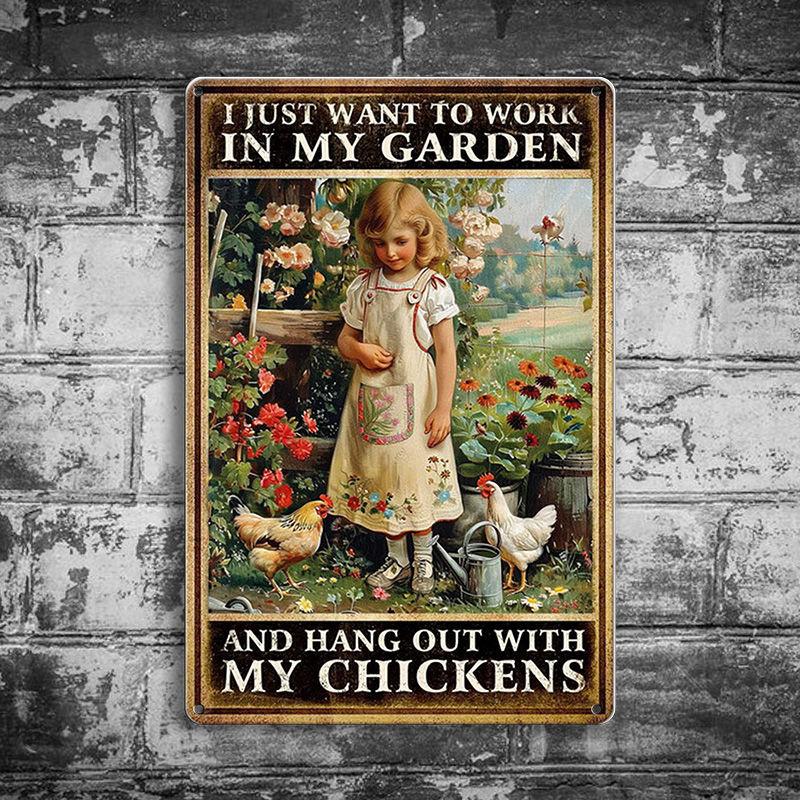 20CM Pastoral Life Artistic Conception Wall Hanging Painting Outdoor Wall Decoration Photography Props Iron Art Old Iron Painting