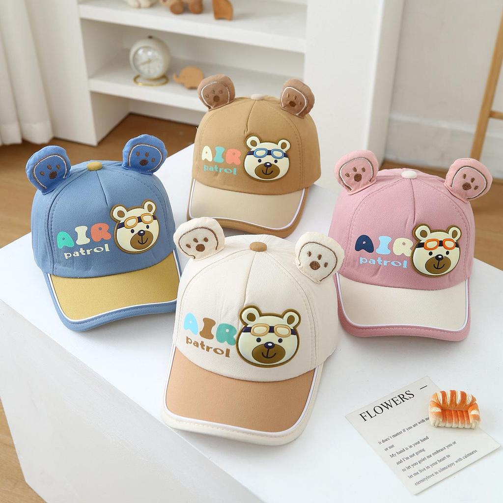 Spring/Summer Kids Baseball Cap with Cute Bear Design - Sun Protection for Boys & Girls