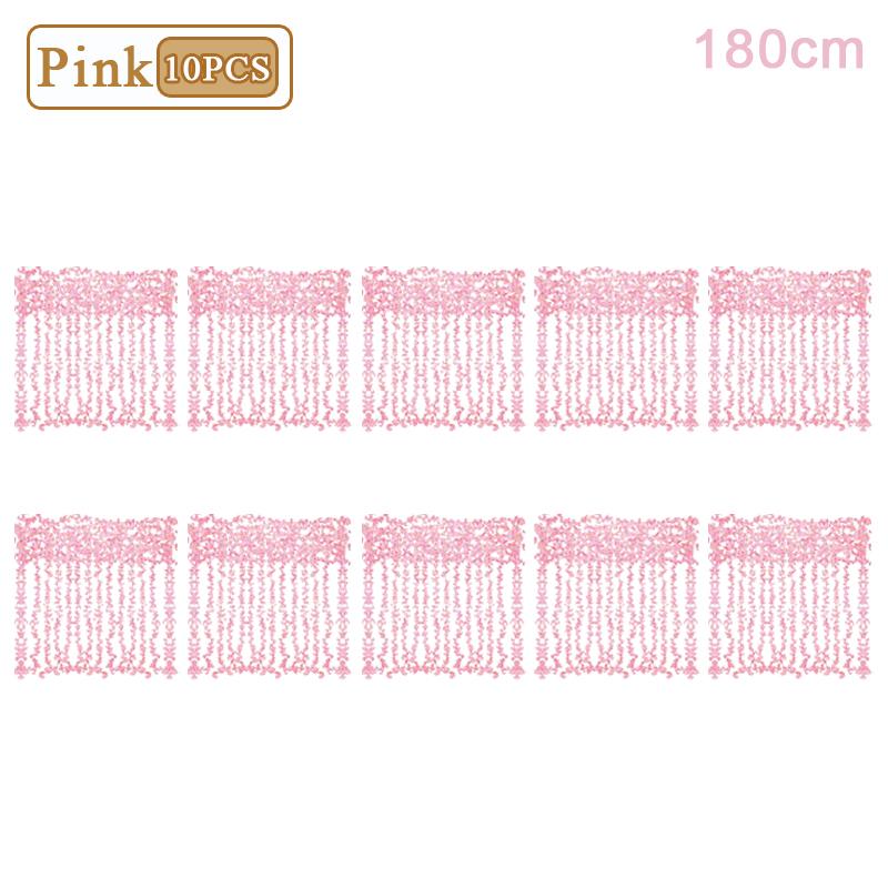 1-10PCS 180m Artificial Cherry Blossom Garland Fake Flower Vine Wall Decoration Wedding Party Backdrop DIY Home Garden Decor