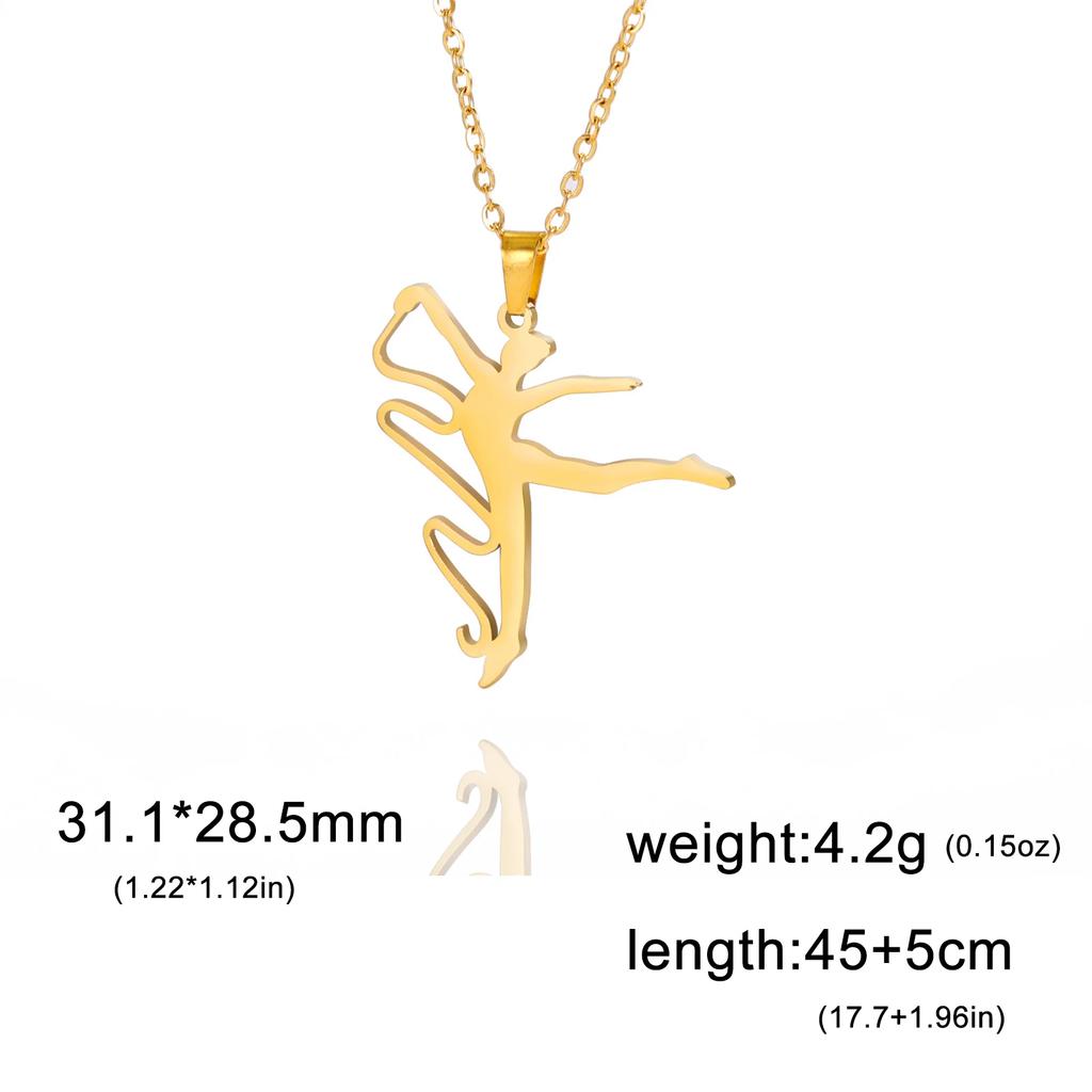 Teamer Gymnastics Design Necklace for Women Girls Fashion Sports Pendant Stainless Steel Jewelry Dancer Gymnast Birthday Gifts