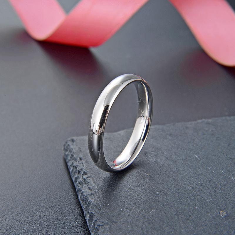Buyee 925 Silver Couples Ring Sets Can Engrave Simple White Ring Finger for Women Men Fashion Fine Jewelry Circle