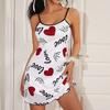 2025 Valentine's Day Red Heart Print Camisole Nightdress for Women