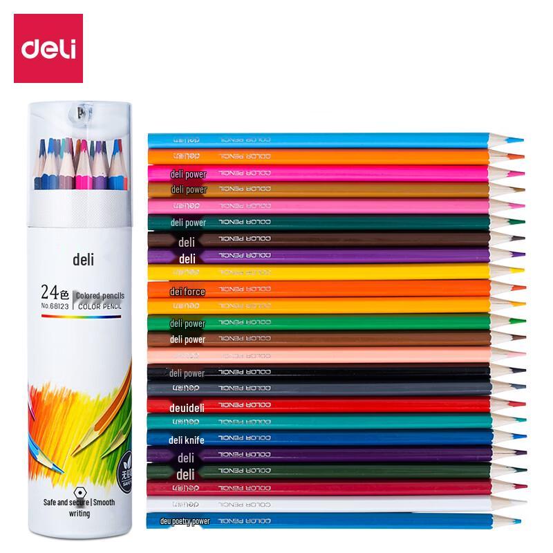 Deli 24-Color Hexagonal Colored Pencils Set