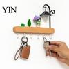 Kitchen Tool Storage Rack Key Holder with 6 Hooks, Solid Wood Entryway Organizer Rack, Wall No Drill for Mounted Space Saving Hook Keys Pet