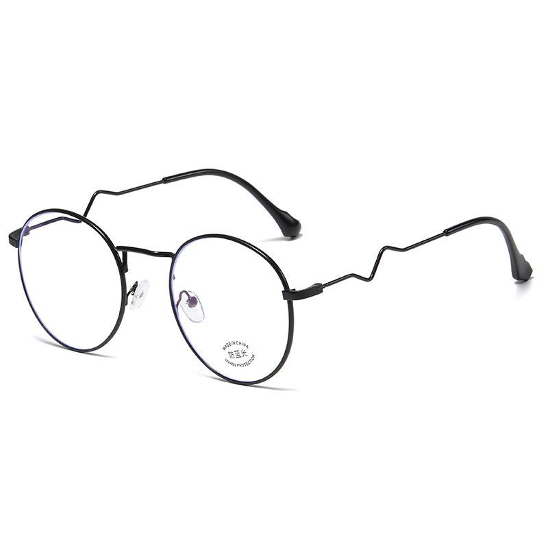 Anti-Blue Glasses Round Frame Student Flat Glasses Trendy Plain Myopia Finished Glasses Frames Will Be Sent For Approval