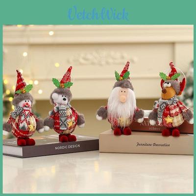 Christmas Foam Fabric Standing Ornament With Elk Snowman Doll Pendant For Holiday Tree Decoration