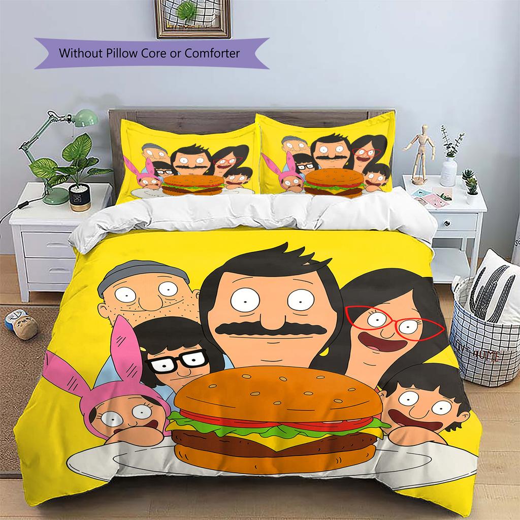 Bob's Burgers Pattern Bedding Quilt Set Home Decoration Gift (1 * Duvet Cover + 2 * Pillowcase Without Core)