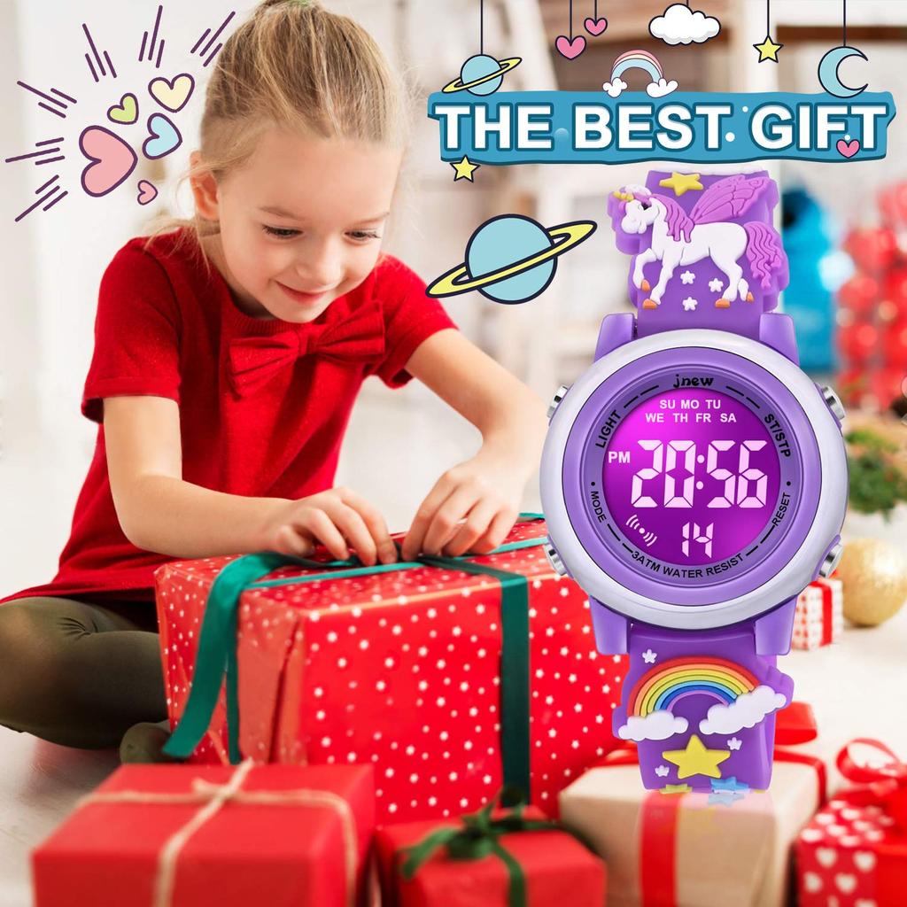 VAPCUFF 3D Cartoon Waterproof Watch for Girls with Alarm - Perfect Toy Gift for Girls Ages 3-12