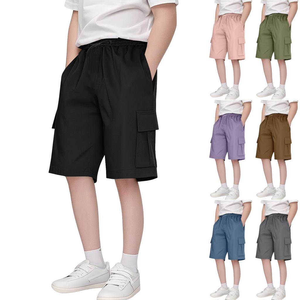 Boys And Girls Knee Length Shorts Kids Lightweight Casual Loose Outdoor Cargo Sports Pants
