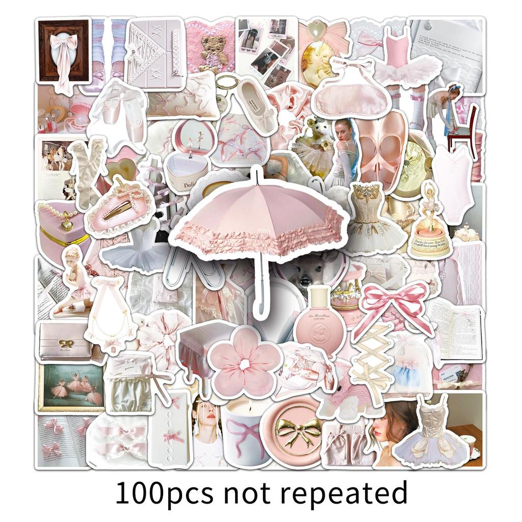 100 Ballet Ins Style Graffiti Stickers Personalized Small and Fresh Korean Guka Decorative Water Cup Computer Stickers