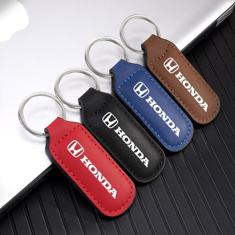 High Quality Leather Car Keychain Keyring Pendant Accessories For Honda Mugen TypeR Jazz Insight Freed Fit CRV Civic Accord City RG0