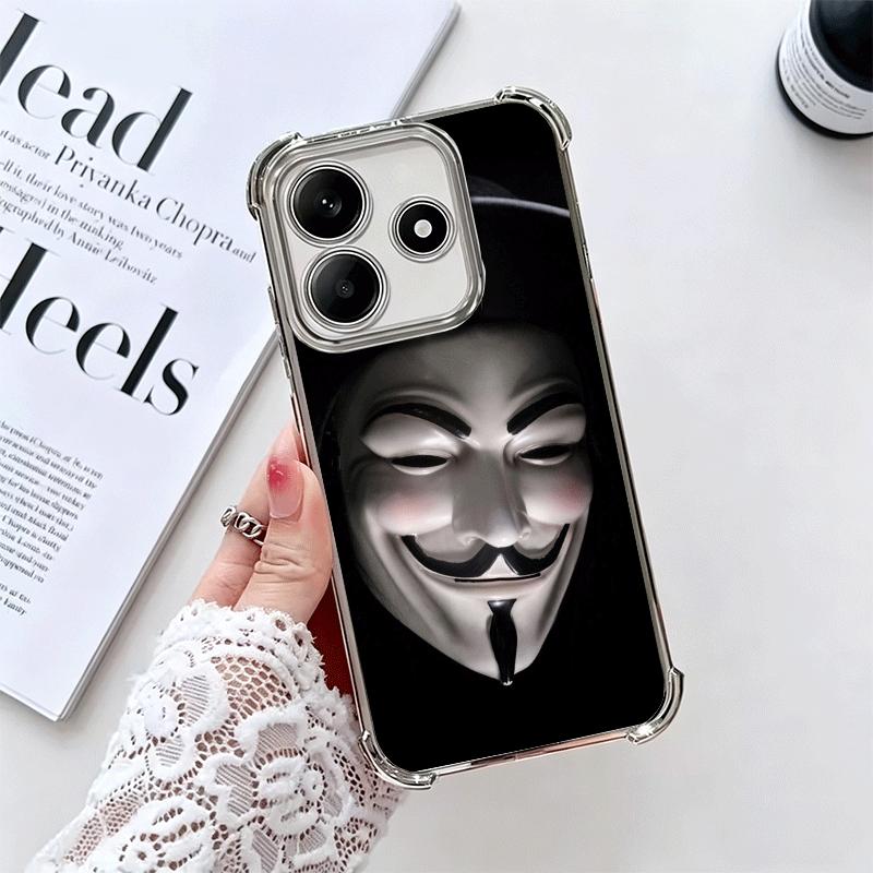 

Anonymous V Mask Plating Phone Case For Xiaomi Redmi Note 14 15 Pro Plus 13 12 11 11S 11T 10 9S 9 5G Anti-Fall Airabag Cover Redmi Note14ProPlus