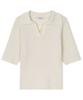 Tobaseu Boucle Cotton Cable Collar Short Sleeve Knit (Ivory)