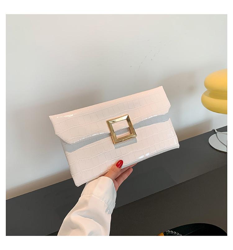 Fashion and exquisite 2025 new solid color trend personalized stone pattern temperament women's dinner hand envelope bag
