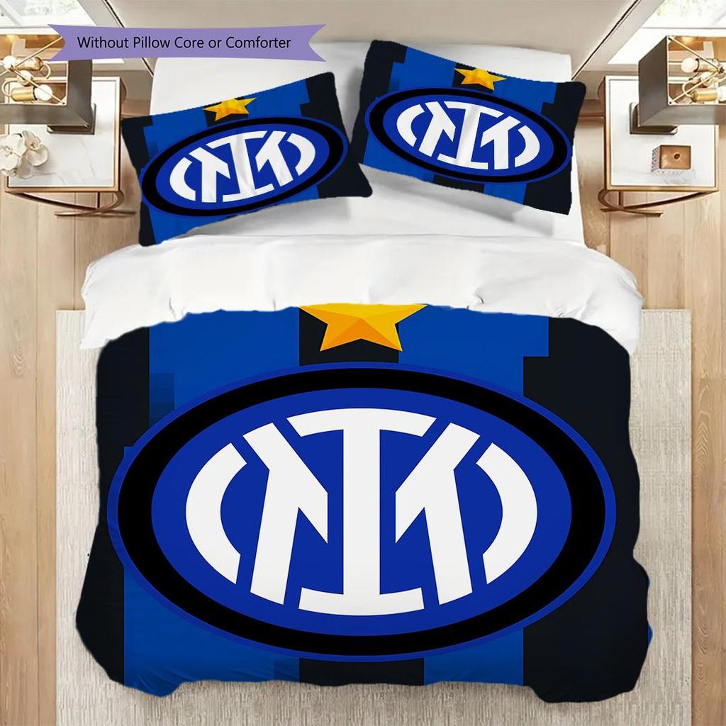Inter Milan Rašto Patalynės Antklodės Komplektas Antklodės Užvalkalas Pagalvės Užvalkalas Namų Puošyba Gimtadienio Dovana (1 * antklodės užvalkalas + 2 * pagalvės užvalkalai, be šerdies)