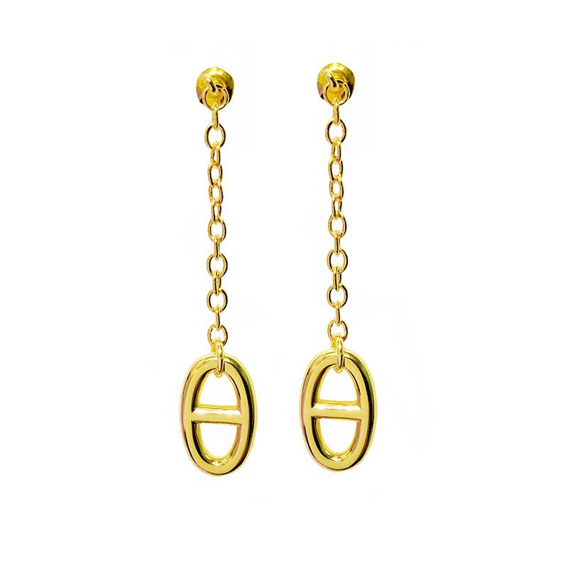 

Элегантные серьги «Пятачок» с покрытием из 18-каратного золота - Классический H-дизайн, Шикарные и Стройнящие золотой