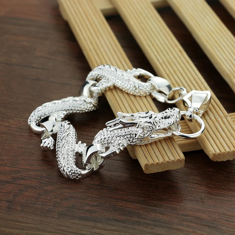 Dračí náramek Dominantní Pánský Jednoduchý a Všestranný Módní Náramek Etnický Styl Pokovený Platinou Šperk