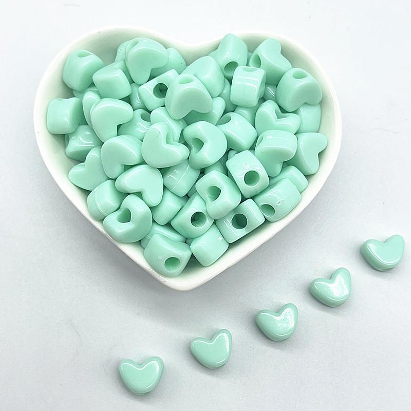 30pcs 11mm Candies Colour Big Hole Heart-shaped Acrylic Loose Spacer Beads for Jewelry Making DIY Accessories