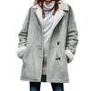 Women's Fashionable Coat Solid Color Long Sleeved Pocket Loose Button Plush Jacket