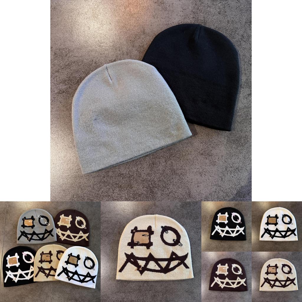 Halloween Demon Face Knit Hat With No Brim For Men And Women Cold Weather