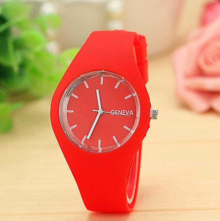 Women's Ultra-Thin Silicone Fashion Watch, Quartz Movement, Candy Color, Geneva Design