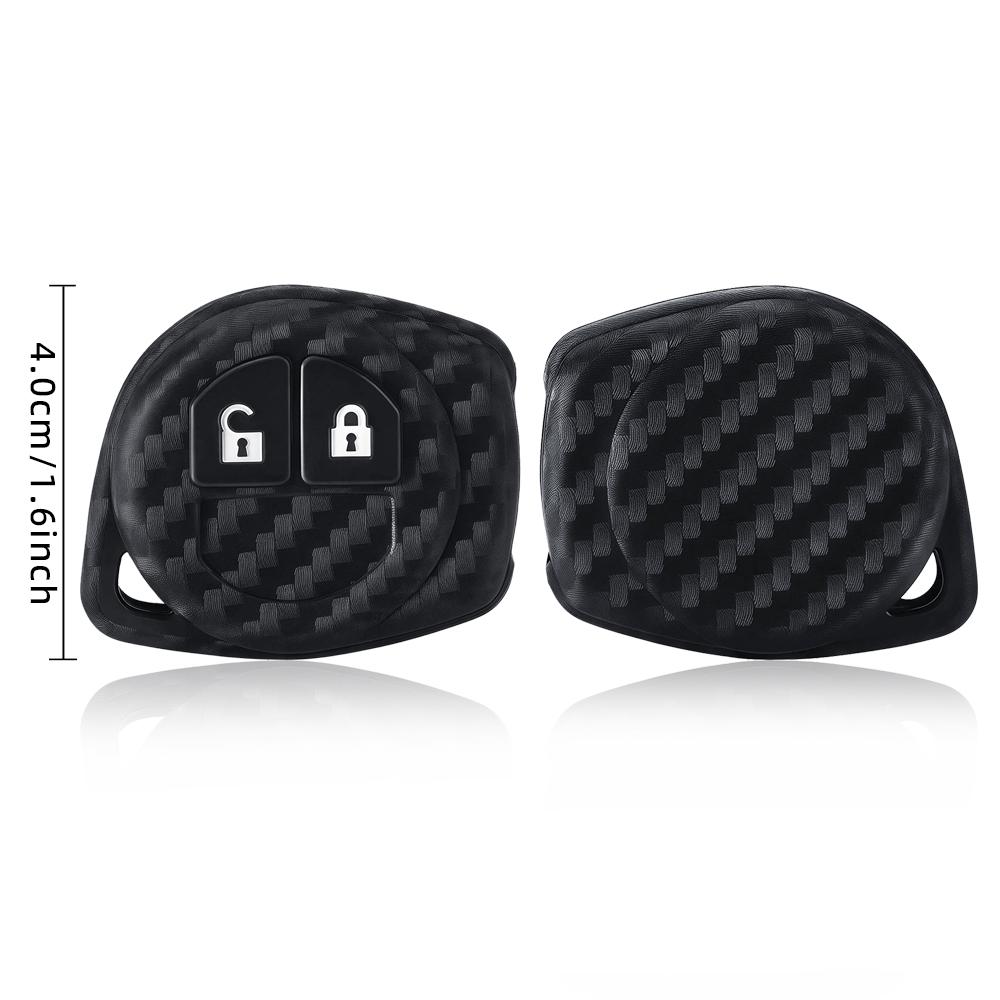 2 Buttons Carbon Fiber Silicone Rubber Fob Case Car Remote Key Keychain Cover For Suzuki SX4 Swift Vitara Key Accessories