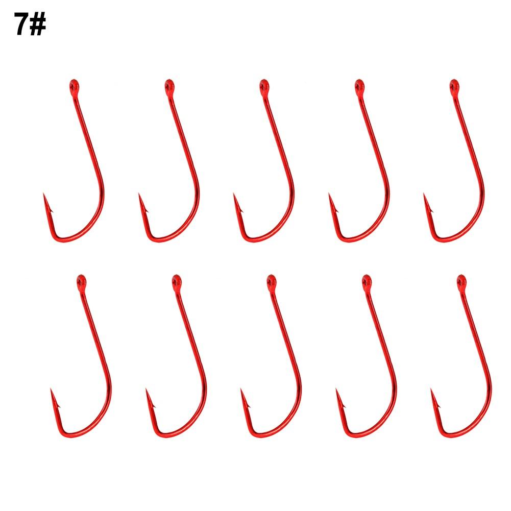 10 Pcs/bag Hooks Red Fishhooks 11#/12#/13#/14# Barbed Hook
