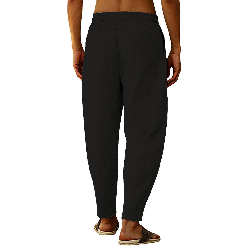 Men's Casual Sports Breathable Cotton And Linen Pants - Men's Trendy Striped Loose Pants