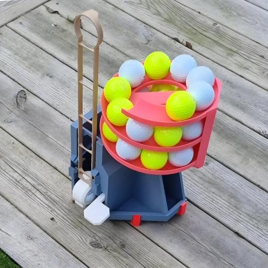 Automatic Golf Ball Dispenser 25Golf Balls Driver with Adjustable Height Golf Ball Teeing Device with Foot Pedal Operation for Backyard Swing Practice