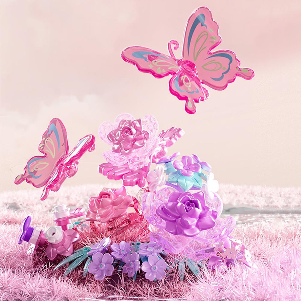 Flower Castle Building Blocks Set With Lights Dream Castle Building Kit DIY Assembly Toy Ornaments Gifts For Kids